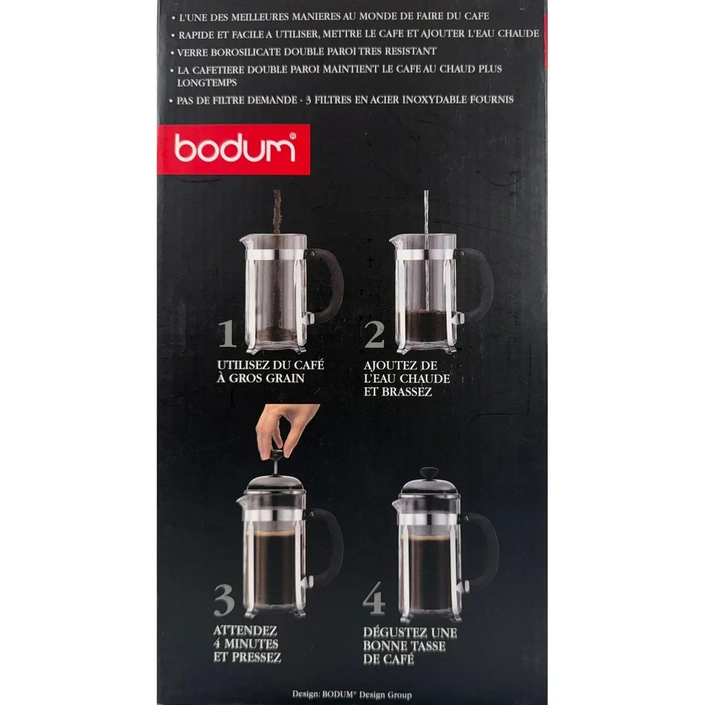 Bodum Chambord Double Wall French Press Coffee Maker 34oz 8 Cup Chrome 10573-16